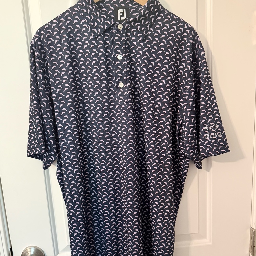 FootJoy Men's Navy Patterned Polo Shirt